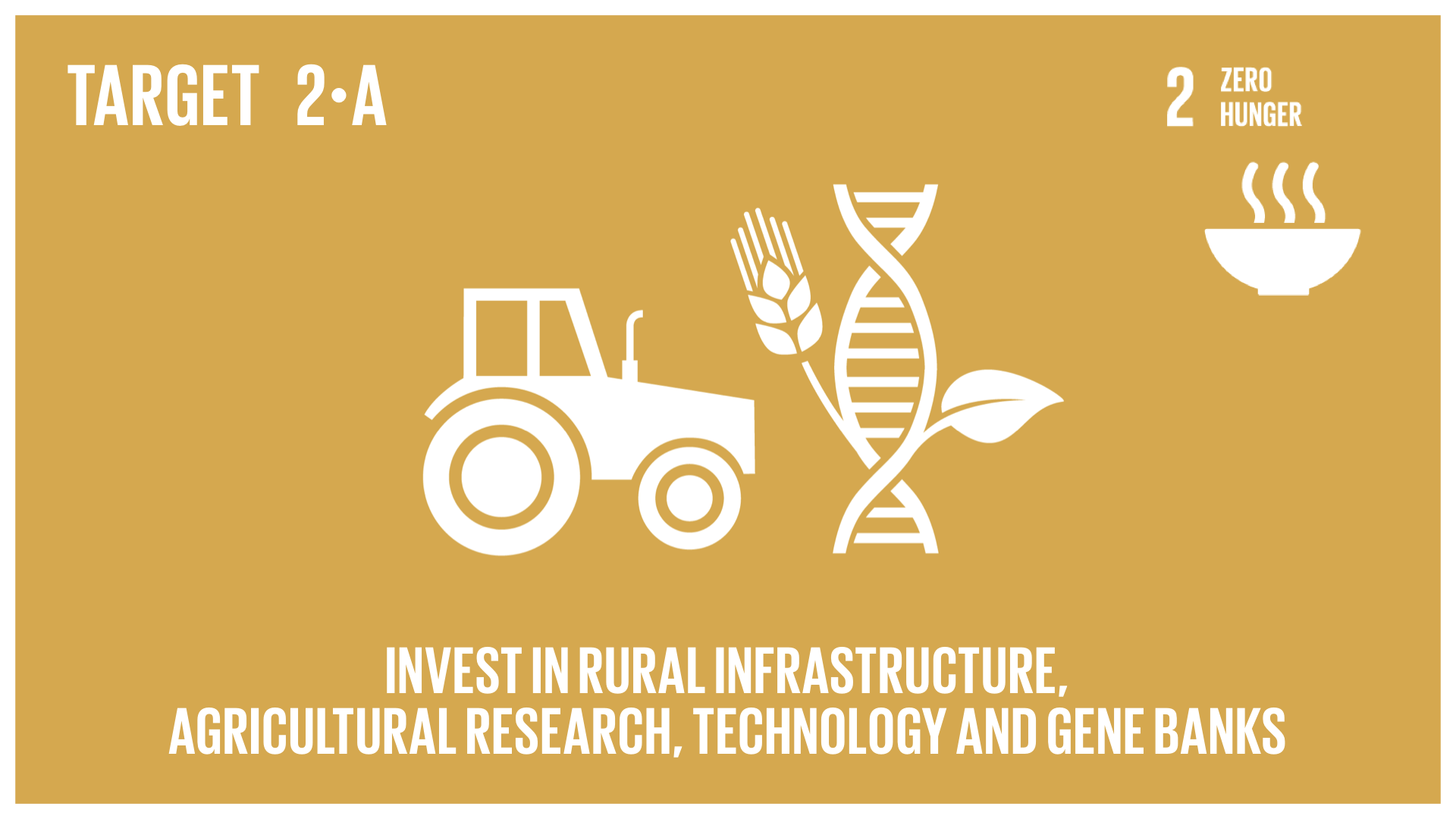 Graphic displaying investment in rural infrastructure, agricultural research, technology and gene banks 