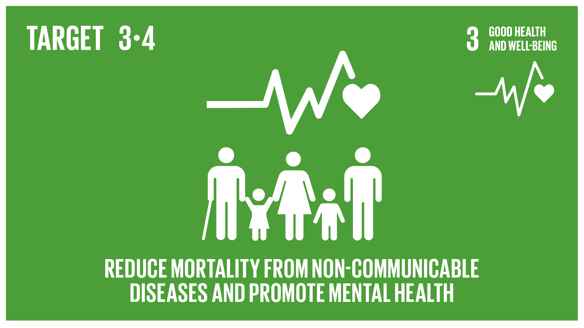 Graphic displaying the reduction of mortality from non-communicable diseases and the promotion of mental health  