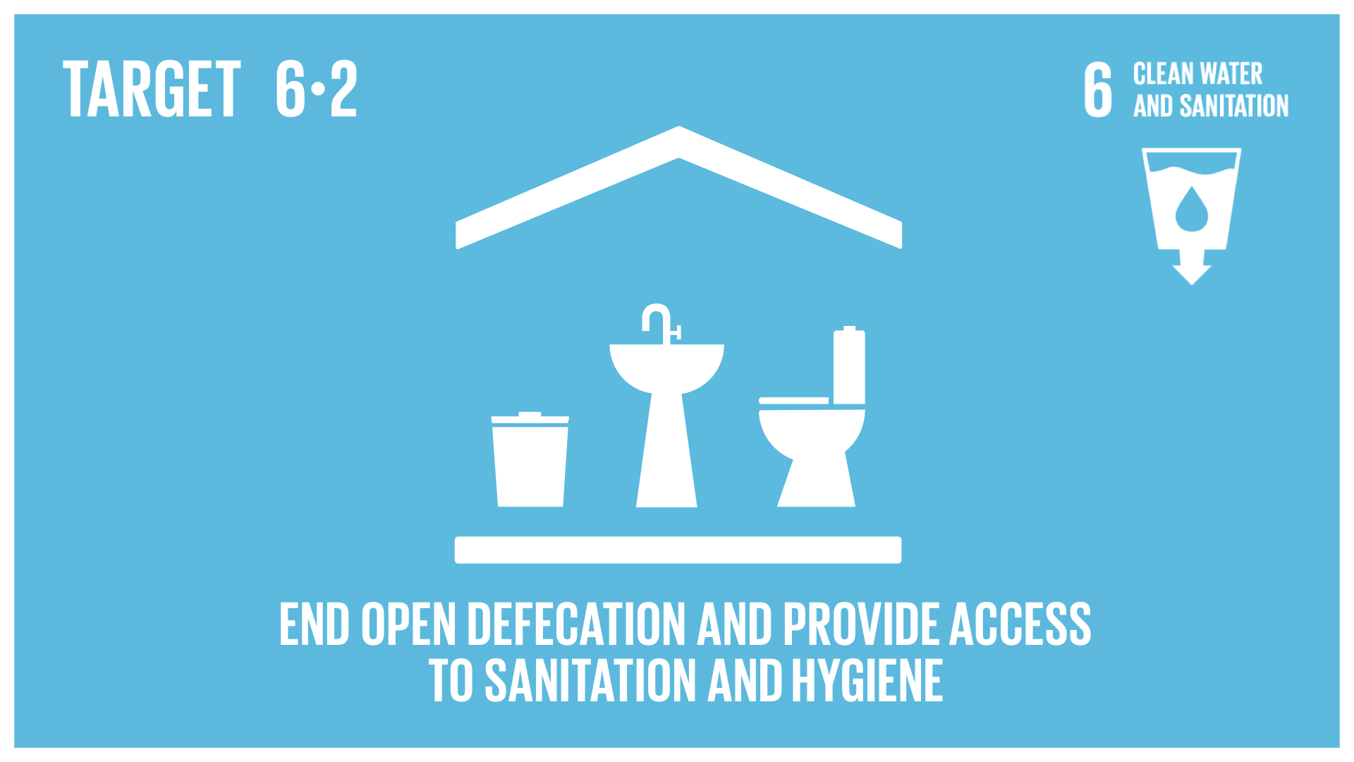 Graphic displaying the end of open defecation and the provision of adequate and equitable sanitation and hygiene 
