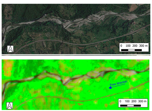Figura 5: confronto tra l'immagine di Google Earth Pro e l'immagine FCI (Cavallo et al. 2022)