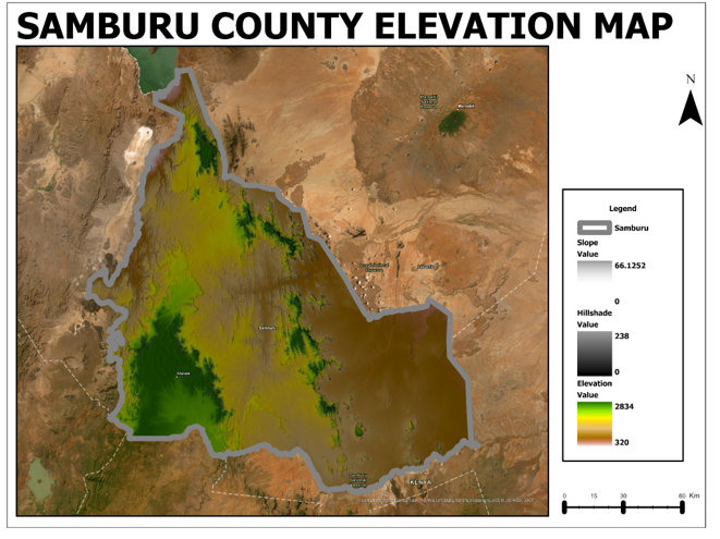 Samburu county elevation map