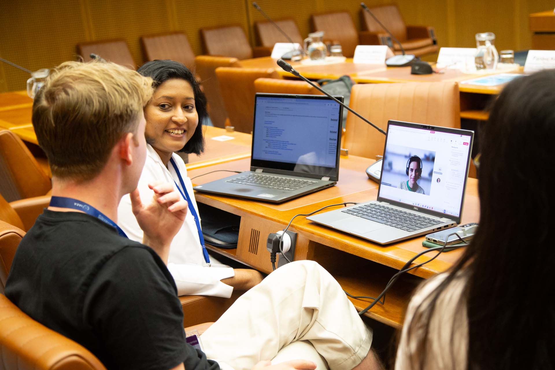 Team members collaobrating in the hands on session