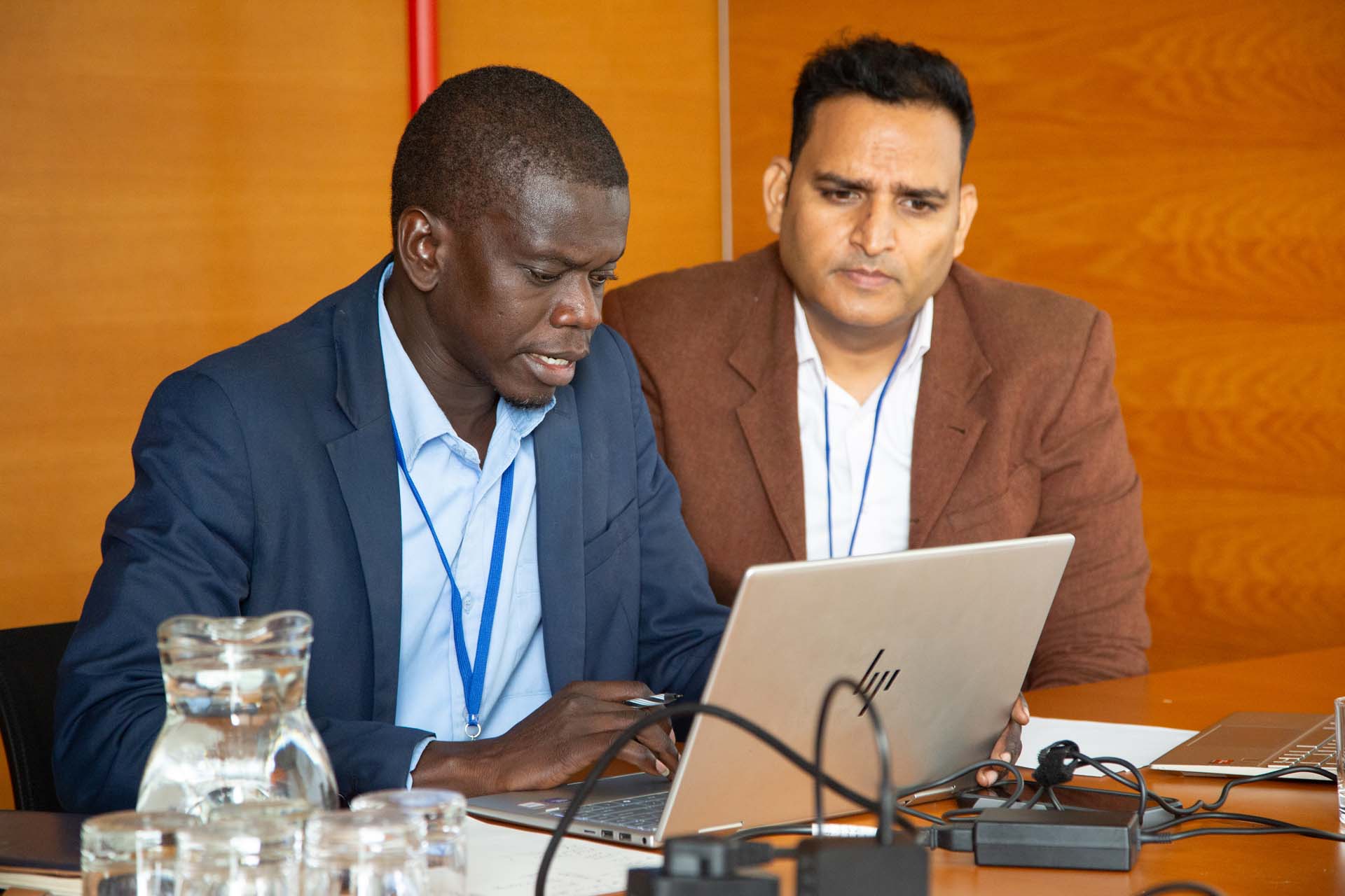 Team members of group H collaborating in the hands on session