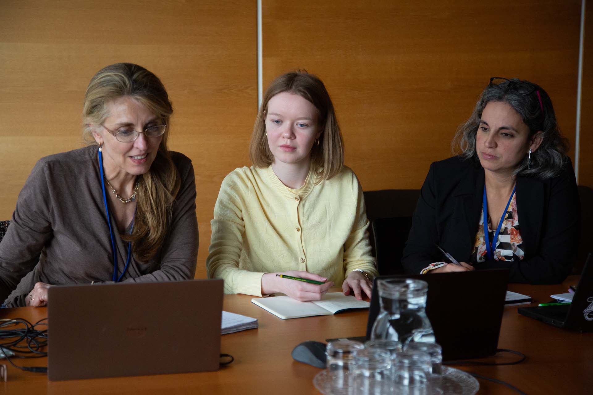 Team members of group D collaborating in the hands on session