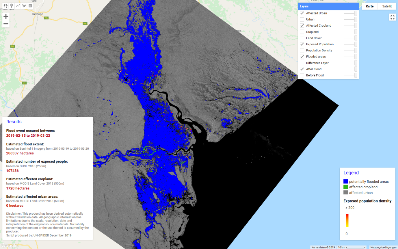 Fig. 12: Full-screen view of the results in Google Earth Engine map viewer.