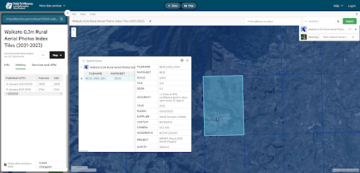 Screenshot of the New Zealand Data Serivce, Waikato Rural areal Photos