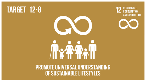 Graphic displaying promotion of universal understanding of sustainable lifestyles 